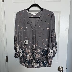 Maurices Gray Floral Blouse